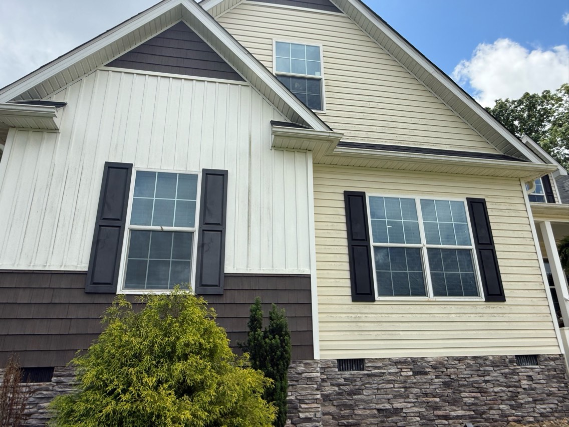 Soft washing brick and siding home exterior Hickory NC