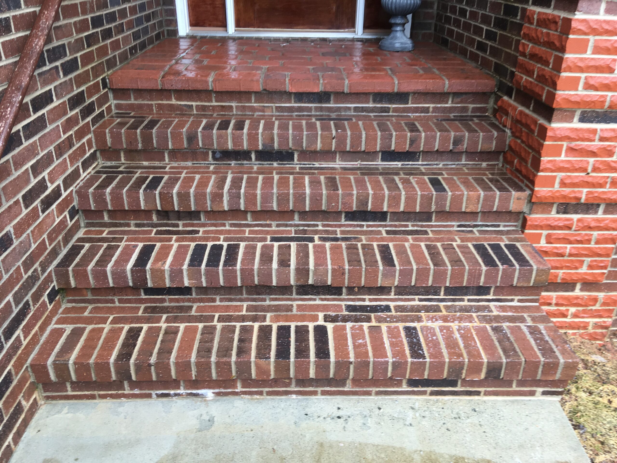 Clean brick steps after professional pressure washing Hickory NC